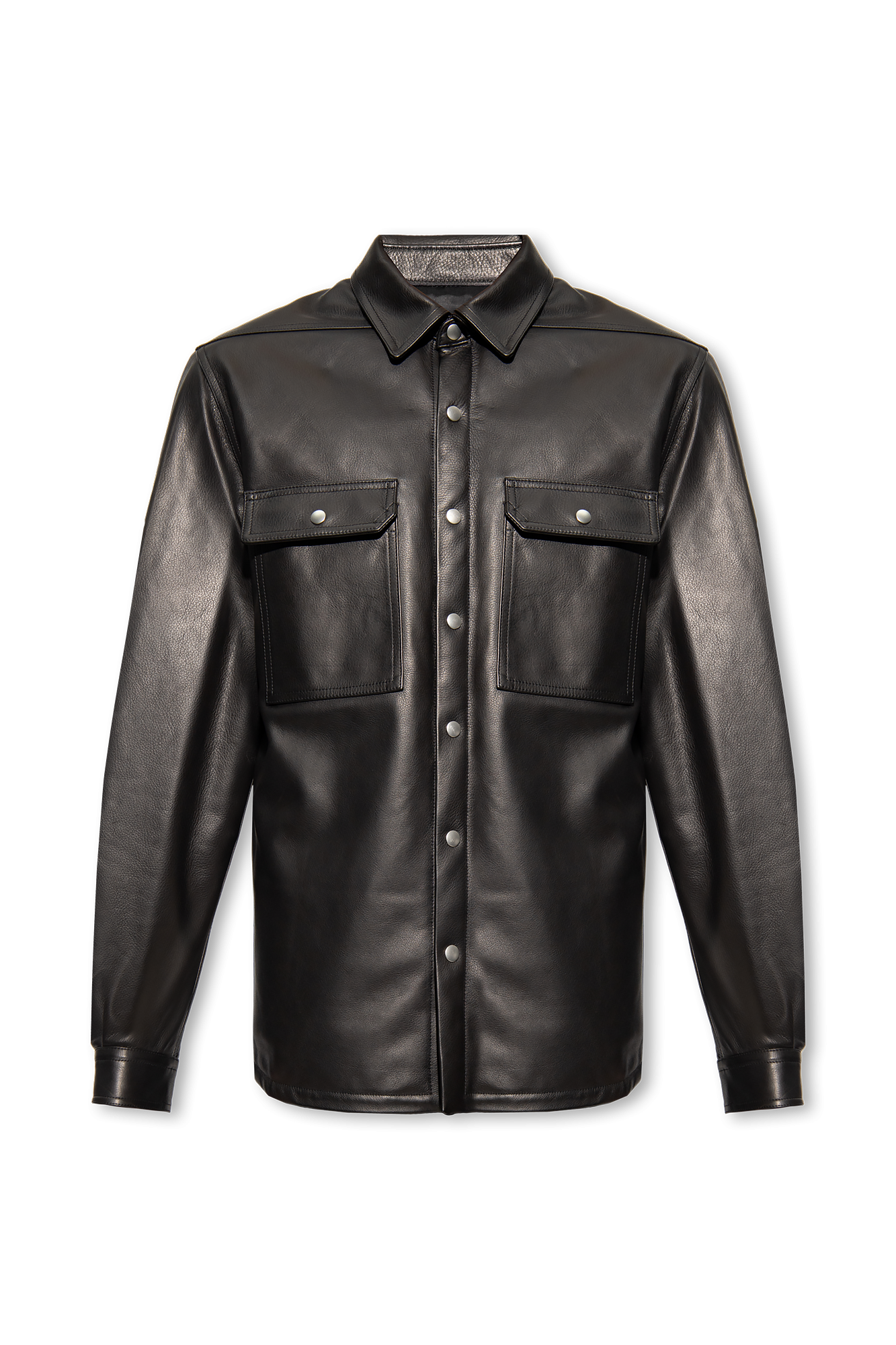 Black 'Outershirt' leather shirt Rick Owens - Vitkac Italy